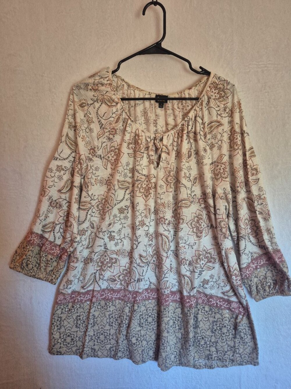 Lee Boho Floral Paisley Tunic Blouse 1X Prairie Western Cottagecore BOHO